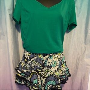 Green Athletic top with Floral Aerie Skort